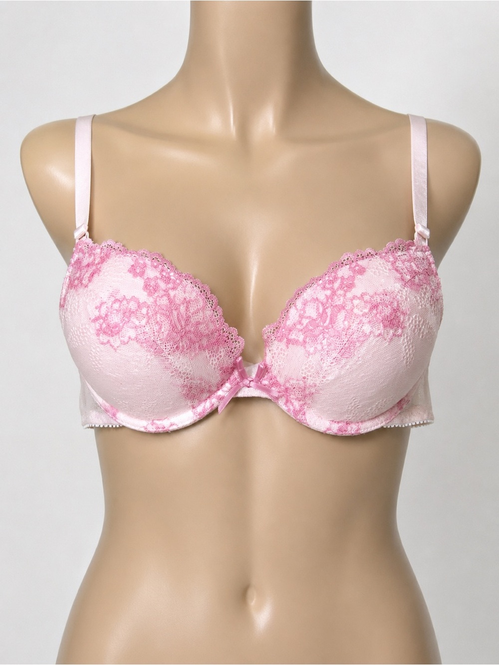 Gilligan & O'Malley Pink Lace Push-Up Plunge Bra